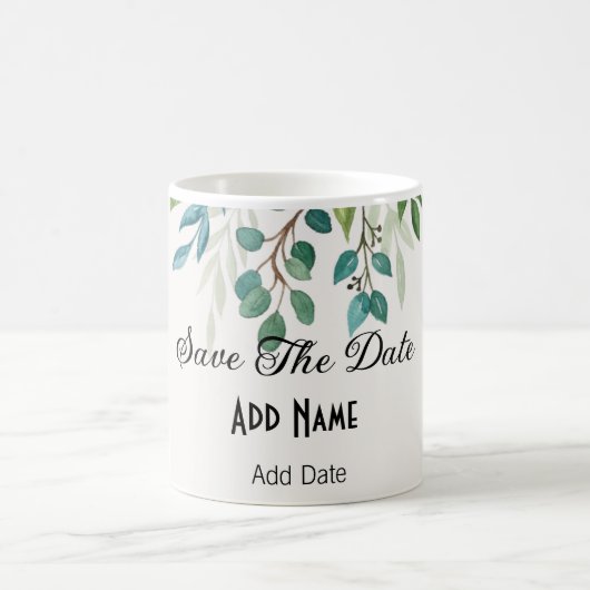 botanisch ruw groen vierkant behalve datum mok (Center)