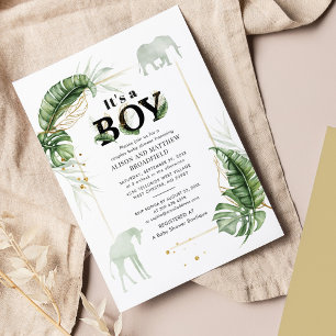 Botanisch Safari Animals Boy Baby shower Kaart