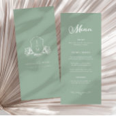  Botanisch Sage Monogram Crest Weddenschap Menu