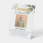 Botanisch Save a Seat Foto Weddenschap Memorial Reclamebord Met Voetstuk (Voorkant)