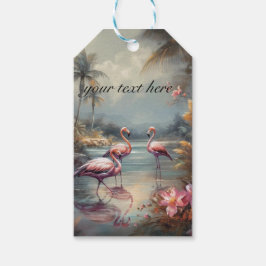  botanisch schilderij flamingo's aanpasbaar cadeaulabel