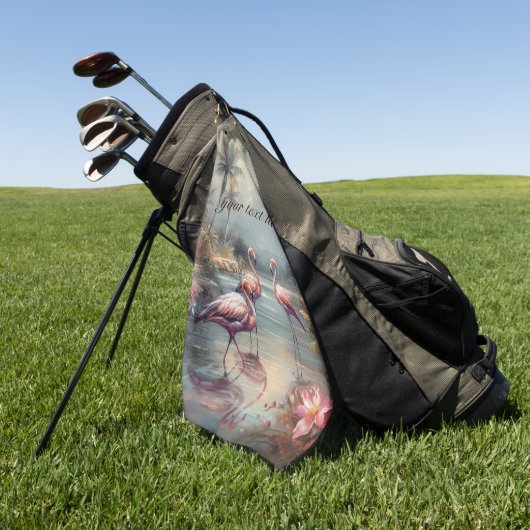  botanisch schilderij flamingo's aanpasbaar golfhanddoek (Groen)
