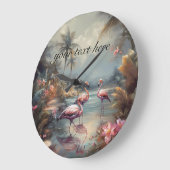  botanisch schilderij flamingo's aanpasbaar grote klok (Hoek)