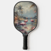  botanisch schilderij flamingo's aanpasbaar pickleball paddle (Achterkant)