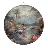  botanisch schilderij flamingo's en bloemen dartbord (Voorkant)