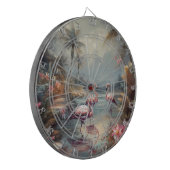  botanisch schilderij flamingo's en bloemen dartbord (Voorkant Links)