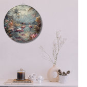  botanisch schilderij flamingo's en bloemen dartbord