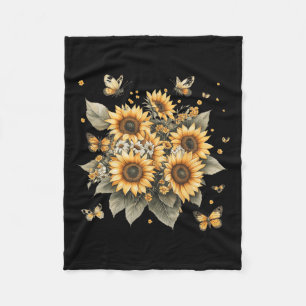 Botanisch schilderij van Zonnebloem Boeket Fleece Deken