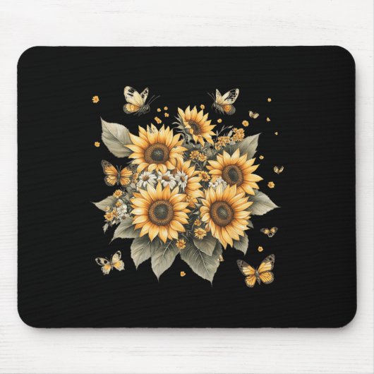 Botanisch schilderij van Zonnebloem Boeket Muismat (Voorkant)