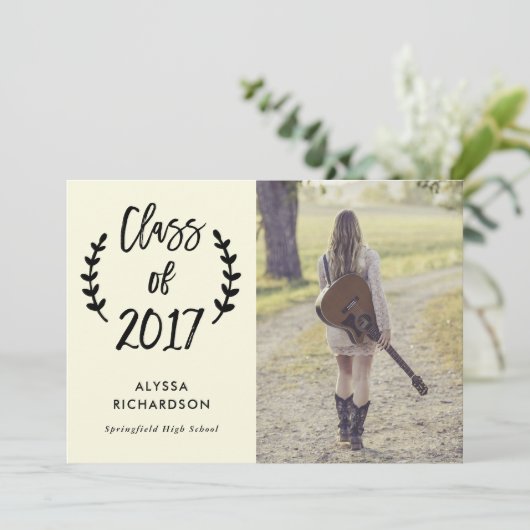 botanisch schrift | Uitnodiging voor fotoafstudeer (Staand voorkant)