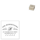 Botanisch Script Monogram Elegant Retouradres Rubberstempel (Gestempeld)