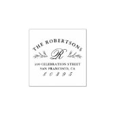 Botanisch Script Monogram Elegant Retouradres Rubberstempel (Afrduk)