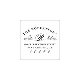 Botanisch Script Monogram Elegant Retouradres Rubberstempel