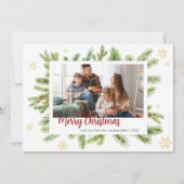 Botanisch script voor pine- en familiefase-foto's feestdagenkaart (Voorkant)