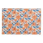Botanisch Sinaasappel Blauwe Lelie Bloemenpatroon Kussensloop (Achterkant-Links)