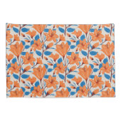 Botanisch Sinaasappel Blauwe Lelie Bloemenpatroon Kussensloop (Achterkant-Rechts)