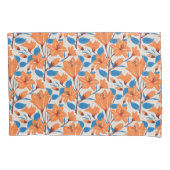 Botanisch Sinaasappel Blauwe Lelie Bloemenpatroon Kussensloop (Voorkant-Links)