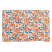 Botanisch Sinaasappel Blauwe Lelie Bloemenpatroon Kussensloop (Voorkant-Rechts)