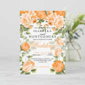 Botanisch Sinaasappel Bloemen Huwelijk Kaart (Staand voorkant)