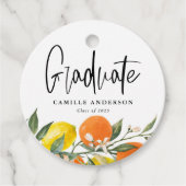 Botanisch Sinaasappel en citroen Afstuderen Dank u Bedankjes Labels (Voorkant)