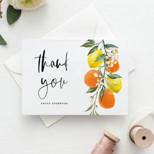 Botanisch Sinaasappel en citroen Afstuderen Dank u Briefkaart