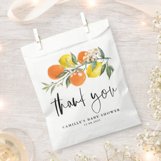 Botanisch Sinaasappel en citroen Baby shower Dank  Bedankzakje (Geknipt)