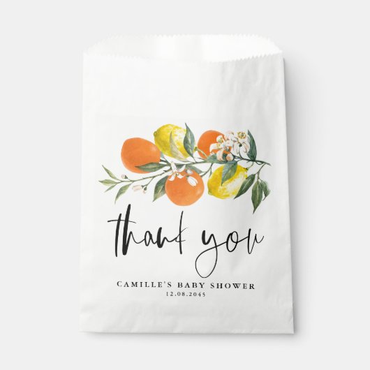 Botanisch Sinaasappel en citroen Baby shower Dank  Bedankzakje (Voorkant)