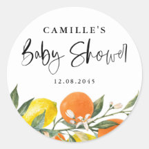 Botanisch Sinaasappel en citroen Baby shower envel