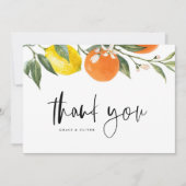 Botanisch Sinaasappel en citroen zomerhuwelijk Bedankkaart (Voorkant)