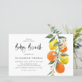 Botanisch Sinaasappel en Lemon Baby Brunch Uitnodi (Staand voorkant)