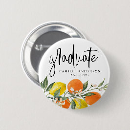 Botanisch Sinaasappel en Lemon Garland Afstuderen Ronde Button 5,7 Cm