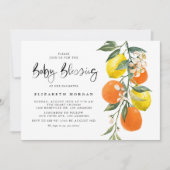 Botanisch Sinaasappel en Lemon Garland Baby Blessi Kaart (Voorkant)