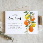 Botanisch Sinaasappel en Lemon Garland Baby Brunch Kaart<br><div class="desc">Nodig familie en vrienden uit voor uw baby brunch met deze botanische uitnodiging. Het beschikt over waterverf illustraties van sinaasappels, citroenen, oranje bloesems en groen met een bijpassend citruspatroon. Personaliseer door de naam, datum, tijd, locatie, adres en andere evenementdetails toe te voegen. Deze citroen baby brunch uitnodiging is ideaal voor...</div>