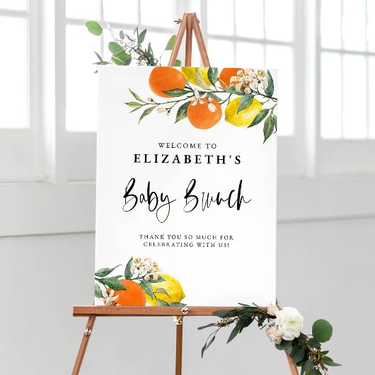 Botanisch Sinaasappel en Lemon Garland Baby Brunch Poster