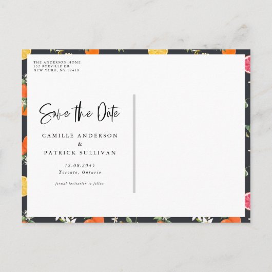 Botanisch Sinaasappel en Lemon Garland Bewaar de d Aankondigingskaart (Achterkant)