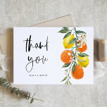 Botanisch Sinaasappel en Lemon Garland bruiloft Bedankkaart<br><div class="desc">Show je dankbaarheid op een frisse, leuke manier met deze aanpasbare trouwbedankkaart, met een speels waterverf-ontwerp van citroenen en sinaasappels. Of u nu gasten bedankt voor hun liefde, geschenken of goede wensen, deze kaart voegt een zonnige, persoonlijke touch toe aan uw bericht. U kunt het eenvoudig aanpassen met uw namen,...</div>