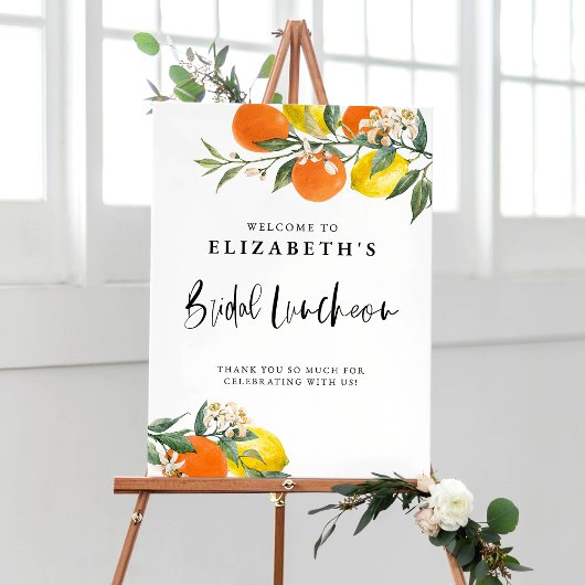 Botanisch Sinaasappel en Lemon Zomer Bruidslunch Poster