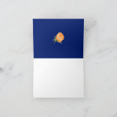 Botanisch Sinaasappel en marineblauw bruiloft Bedankkaart (Binnen)
