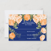 Botanisch Sinaasappel en marineblauw bruiloft - RS RSVP Kaartje (Achterkant)