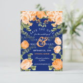 Botanisch Sinaasappel en marineblauw Kaart (Staand voorkant)