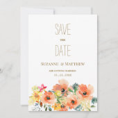 Botanisch sinaasappel geel roze bloemig Save the D Kaart (Voorkant)