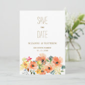 Botanisch sinaasappel geel roze bloemig Save the D Kaart (Staand voorkant)