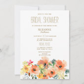 Botanisch sinaasappel geel roze floraal Vrijgezell Kaart (Voorkant)