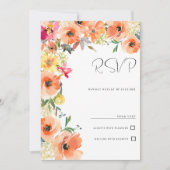 Botanisch sinaasappel geel roze zomerbloemen RSVP Kaart (Voorkant)