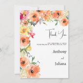 Botanisch sinaasappel geel roze zomerbloesem Dank  Kaart (Voorkant)