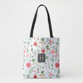 Botanisch Soft roze Florence Pattern Tote Bag (Voorkant)