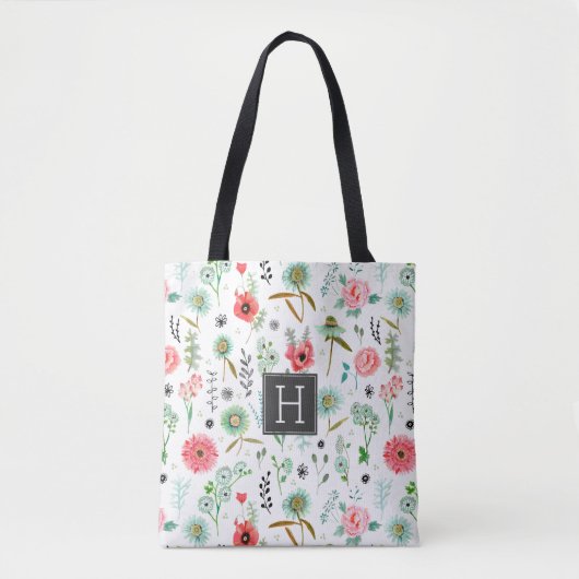 Botanisch Soft roze Florence Pattern Tote Bag (Voorkant)