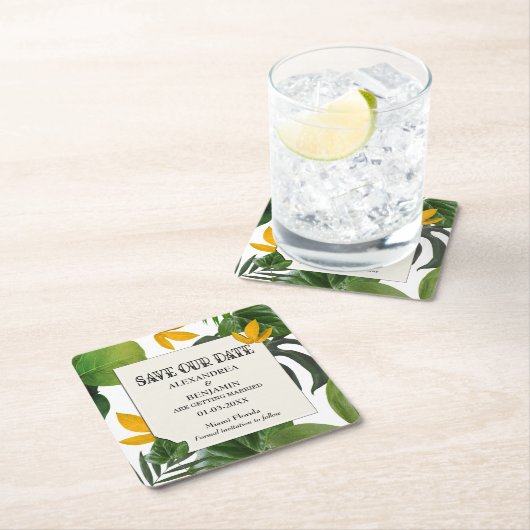 Botanisch sparen de datum tropische palmen kartonnen onderzetters (Insitu)