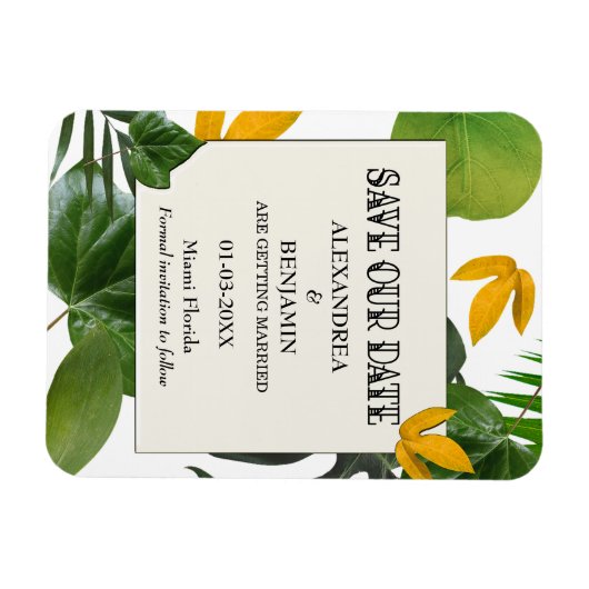 Botanisch sparen de datum tropische palmen magneet (Horizontaal)