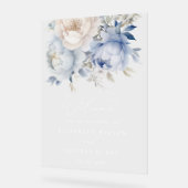 Botanisch Stoffig Blauw Bloemen Bruiloft Welkomstb Acryl Bord (Hoek)